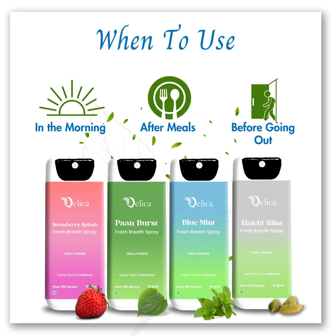 Qelica Green Mouth Freshener Spray for Kiss – 150+ Sprays (40g)