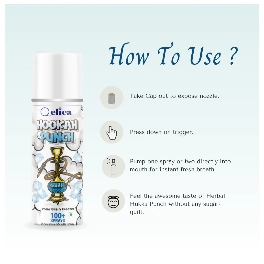 Qelica Hookah Punch Polar BF Mouth Spray Sugar Free Refresh Instant Breath Fresh
