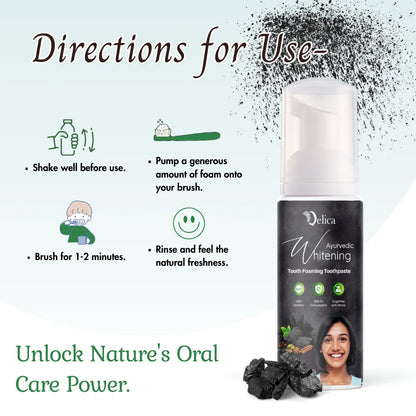 Qelica Sparkling Charcoal, Teeth Whitening Foam