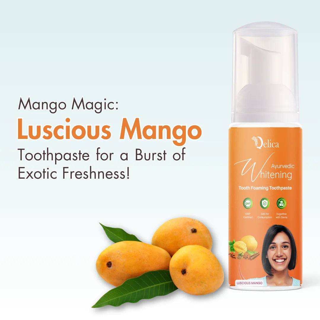 Teeth Whitening Foam – Luscious Mango Flavor for a Radiant Smile – Qelica