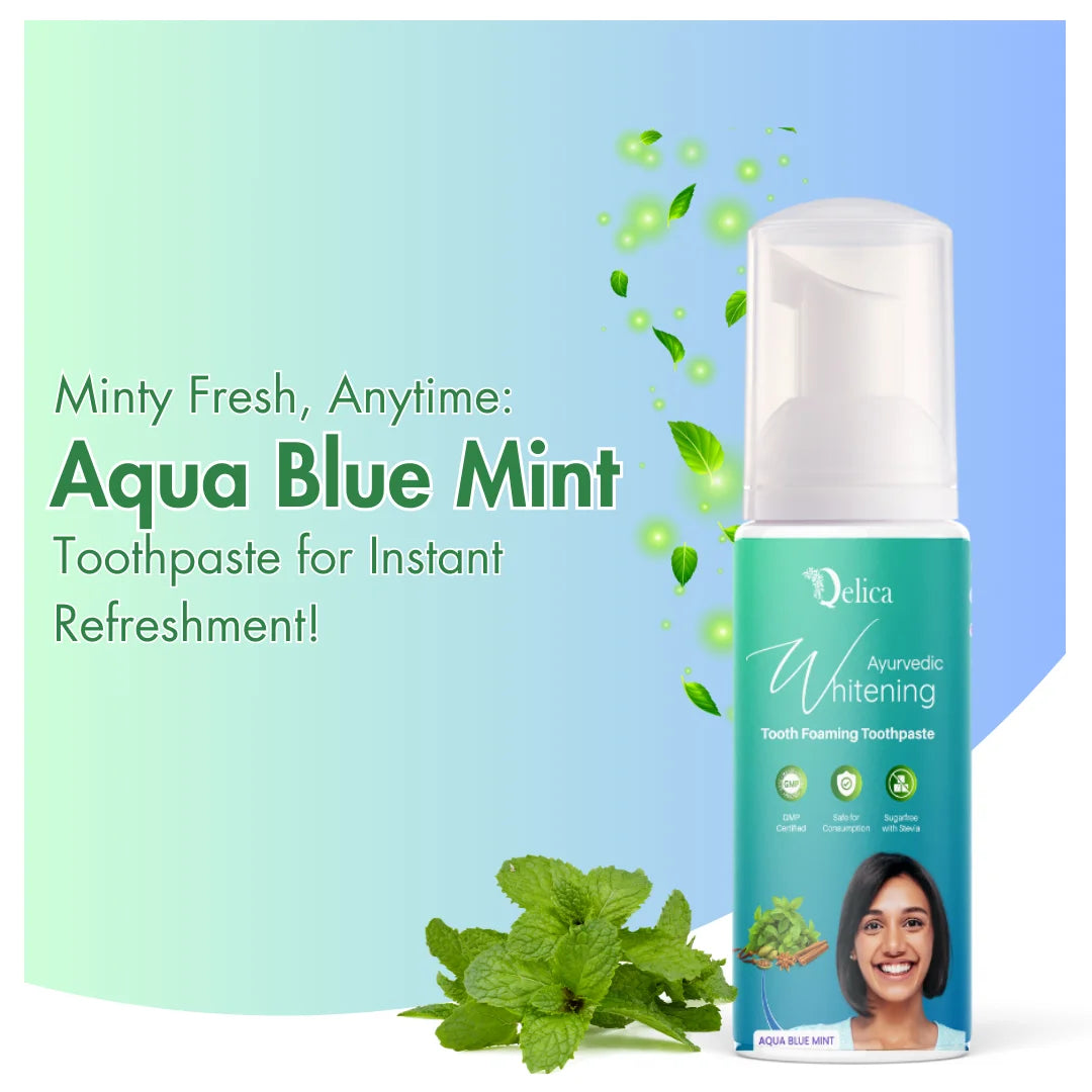 Teeth Whitening Foam Aqua Blue Mint flavor