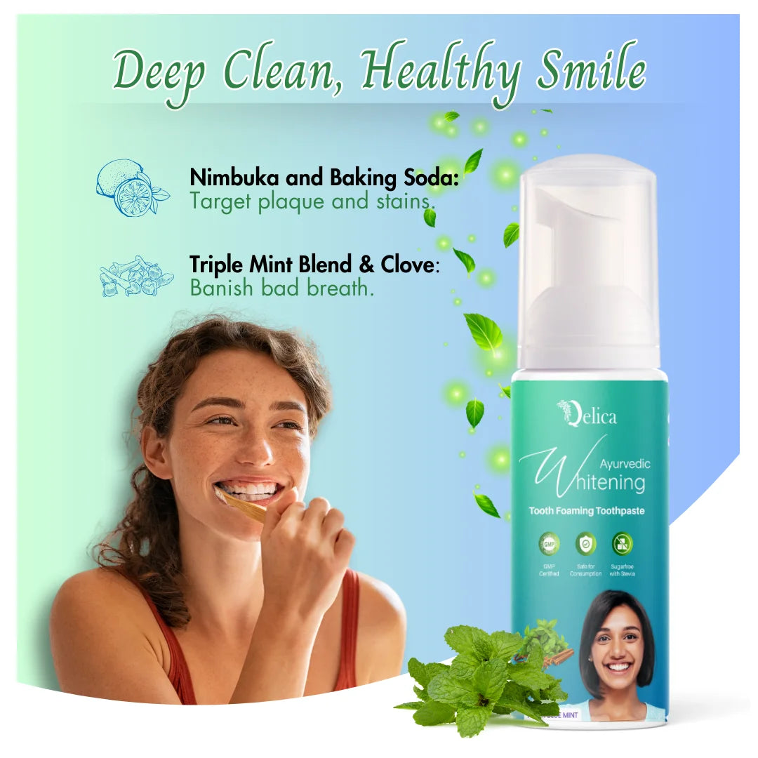 Teeth Whitening Foam Aqua Blue Mint flavor