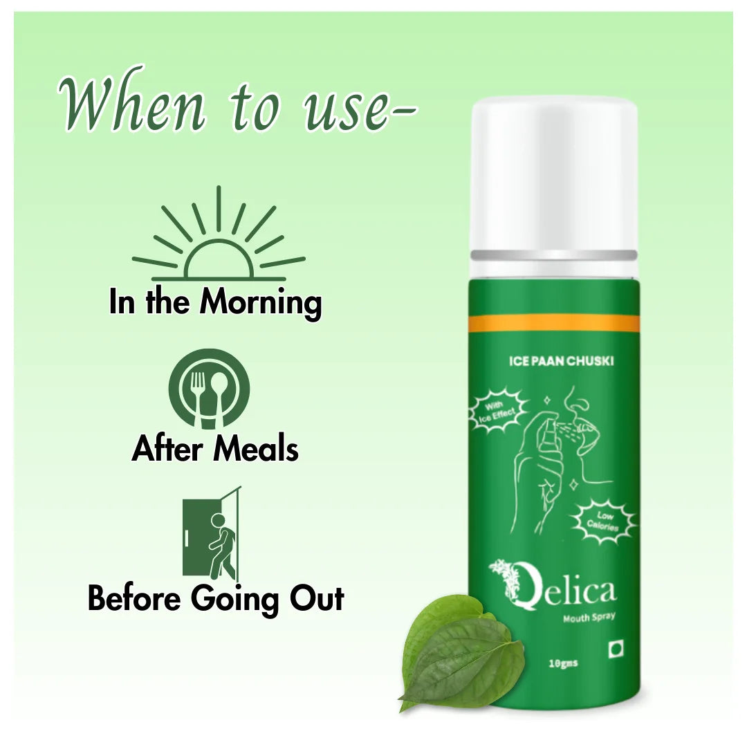 Qelica Breath Freshener Spray for Bad Breath – Ice Effect Paan Flavor for Men & Women