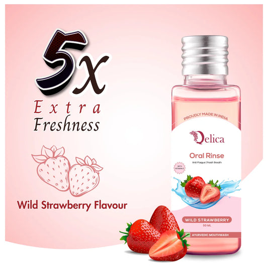 Qelica Mouthwash with Vitamin-E Kills 99.0% Germs - Wild Strawberry  (50 ml)