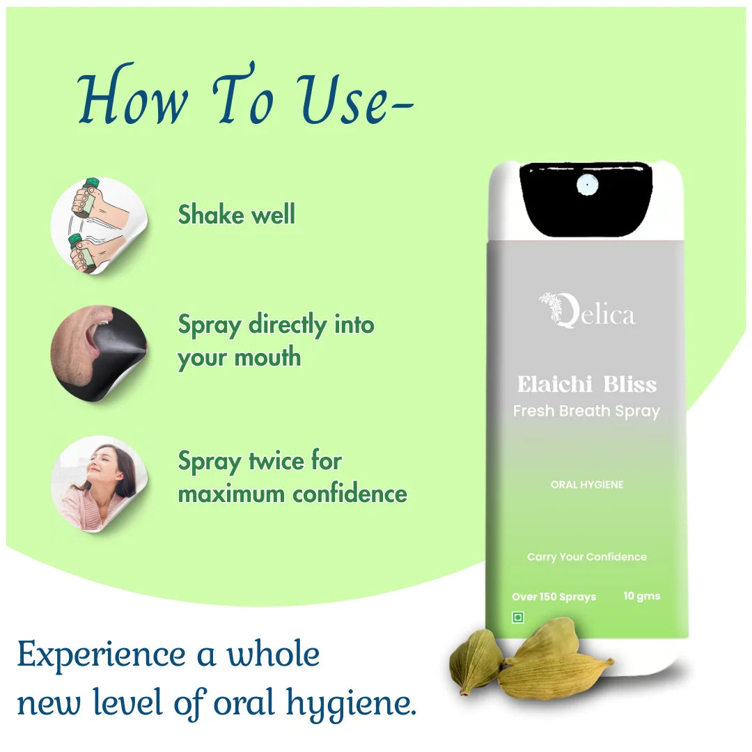 Qelica Green Instant Mouth Freshener Kissing Mouth Spray for Couples, Long-Lasting 150+ Spray (10 g)