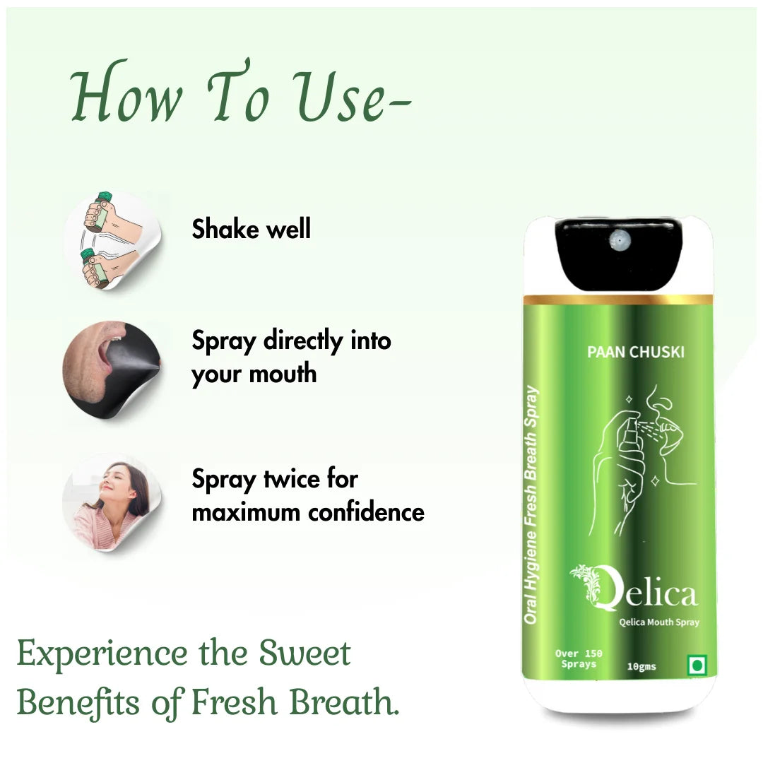 Qelica Instant Mouth And Breath Freshner Spray For Fresh Breath Instant Germ Kill Spray