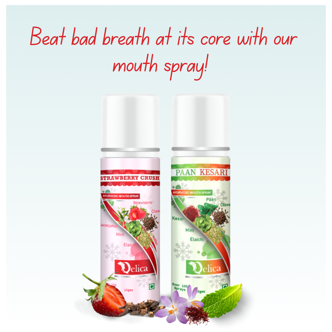 Qelica Paan Kesari & Strawberry Crush Ayurvedic Mouth Spray 20 gram Breath Fresh