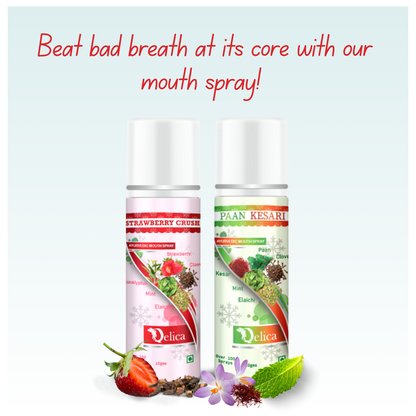 Qelica Paan Kesari & Strawberry Crush Ayurvedic Mouth Spray 20 gram Breath Fresh