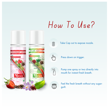 Qelica Paan Kesari & Strawberry Crush Ayurvedic Mouth Spray 20 gram Breath Fresh