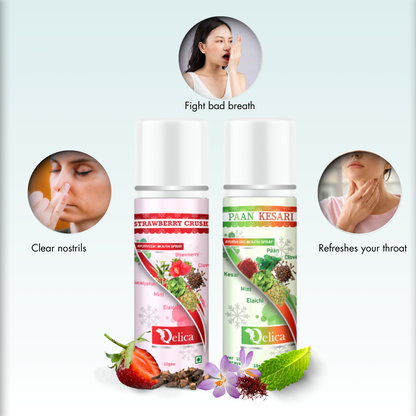 Qelica Paan Kesari & Strawberry Crush Ayurvedic Mouth Spray 20 gram Breath Fresh