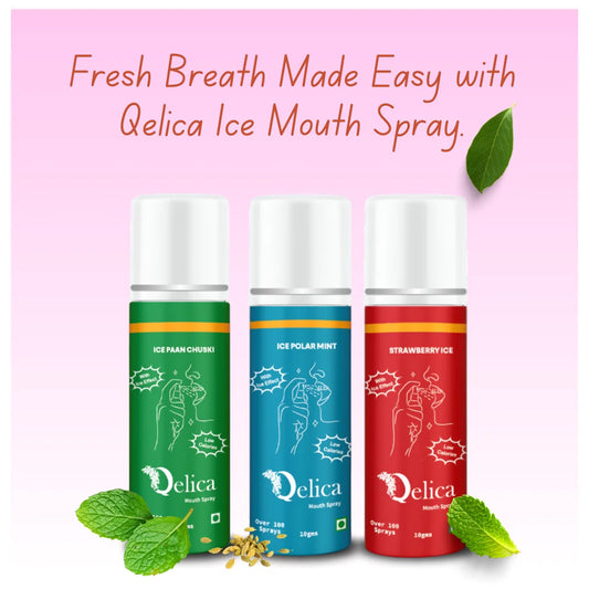 Qelica Mouth Spray with Ice Effect Oral Hygiene Fresh Breath Spray, Low Calories