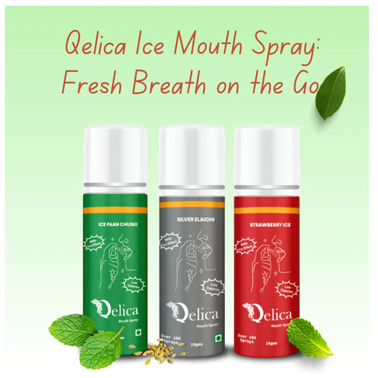 Qelica Mouth Spray with Ice Effect Oral Hygiene Fresh Breath Spray, Low Calories