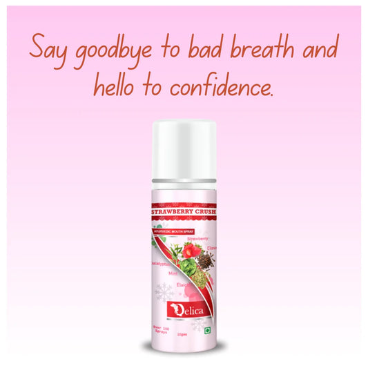 Qelica Strawberry Crush Ayurvedic Mouth Spray for Oral Hygiene Fresh Breath 100+